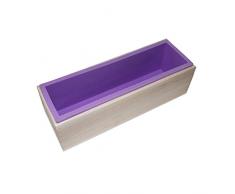 Allforhome Silikon-Form für handgefertigte Seife, rechteckig, flexibel, mit Holzkasten, für 1,2 kg Seifenmasse
