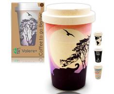 Valere + Coffee to go Bambus-Becher mit Schraubdeckel | Mehrweg| lebensmittelecht | spülmaschinenfest | Verschluss