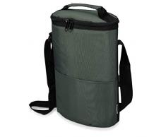 Navaris Kühltasche für 2x Weinflasche - Kühler Tasche für 2 Flaschen Wein Prosecco oder 4 Bierdosen - Flaschentasche mit Tragegurt in Grau