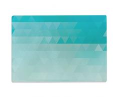 Wandkings Glasschneidebrett „Triangle-Muster in TÜRKIS“ - Motiv wählbar - Glasschneideplatte, Schneidebrett aus Glas, Frühstücksbrettchen