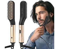 ANLAN Bartglätter Bürste Haar Glätter Kamm Elektrische Bartbürste 180-200℃ Thermobürste schnelle sichere Haarglättung für Männer und Bartträger