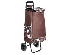 AmazonBasics – Einkaufstrolley mit 2 Rollen, 40 l, braune Blumen