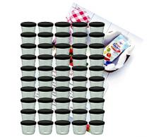50er Set Sturzglas 230 ml Marmeladenglas Einmachglas Einweckglas To 82 schwarzer Deckel incl. Diamant-Zucker Gelierzauber Rezeptheft