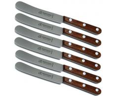 6 Stück Buckels Messer Bubinga Marsvogel Solingen # 82 46 01 Tafelmesser Solinger Dünnschliff blaugepließtet