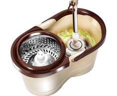 Magic Spin Mop, Easy Wring Höhenverstellbarer Bodenmop und Eimerset mit 4 Mikrofaserköpfen