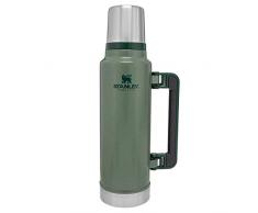 Stanley Legendary Classic Vakuum-Thermoskanne 1.4L, Hammertone Green, 18/8 Edelstahl, Doppelwandige Vakuum-Isolierung, Auslaufsicher, Integrierter Thermobecher, Isolierkanne Trinkflasche