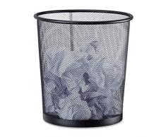 Relaxdays Papierkorb Metall, Mülleimer aus Drahtgeflecht, runder Drahtkorb für Büro, 26 cm Ø, 27,5 cm hoch, schwarz