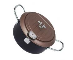 Cabilock Bratentopf mit Siebdeckel Fritteuse Pfanne mit Griff Rauchfreies Bratkochgeschirr mit Thermometer für Restaurant nach Hause 20Cm