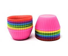 Seacoast Silikon-Backförmchen für Cupcakes und Muffins, 12 verschiedene Farben mehrfarbig