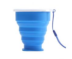 Camping Klappbecher / Faltbecher aus Hochwertigem Silikon, Praktischer Outdoor Trinkbecher - Blau, 9cm H * 8.5cm Top Dia.