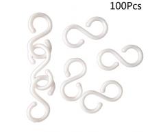 Healifty Kunststoff S-förmigen Haken Kleiderbügel Küche Bad Löffel Handtuch Kleidung Utensilien Ladengeschäft Snack Hängen Pothooks Lagerregale 100 Stücke (Weiß)