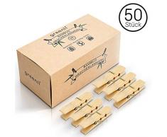 greenli 50 x Wäscheklammern aus Bambus - 6 cm - Die nachhaltige Alternative zu Holzklammern