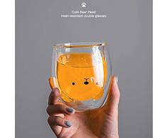 Süße tassen KaffeeTeegläser Trinkgläser Kaffeeglas Doppelwandige IsoliergläserEspressotasse Bär Katze Becher (Bär)