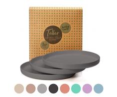 bambuswald© ökologische Teller mit Rand ca. 22cm Ø x 1,8cm (Höhe) - 3 Stück | Speiseteller - spülmaschinenfest & robust | Geschirr Grillteller Tellerset Essteller Tafelservice Pastateller