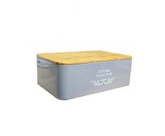 DRULINE Brotkasten Metall | Bambusdeckel | Schneidebrett | Brotbox | Brotkiste | Brot | Aufbewahrungsbox | Brotkorb | Brotbehälter | Brotkiste | Frischhaltebox | Küche | Büro | Picknick | Hochwertig verarbeitetes Metallblech