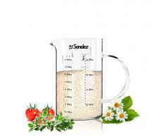Sendez® Messbecher 1L aus Borosikatglas Messkanne Dosierhilfe Literbecher Küchenhelfer Messbehälter