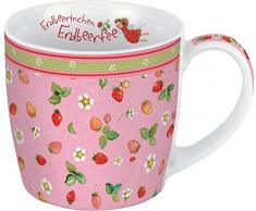Porzellantasse Erdbeerinchen. Motiv Allover: Erdbeerinchen Erdbeerfee. Edle Porzellantasse, farbig bedruckt, in hochwertiger Geschenkbox: