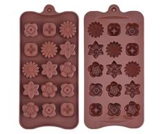 Silikon Schokoladenform Blumenförmig Backförmchen Süßigkeit Muster Jelly Ice Behälter für Handgemachte DIY, Kaffee, 2 Stück