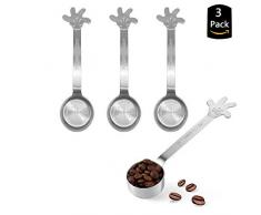 3 Stück Kaffeedosierlöffel, Kaffeemaß, Löffel aus Edelstahl, 20ml, 17,2 × 4,2 × 2cm, zur Messung von Kaffee, Getreide, Eiweiß, Gewürzen und Anderen Trockenwaren Küche, Maschinenwaschbar
