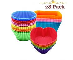 Silikonform für Muffins und Cupcakes Formen(28er Packung)Wiederverwendbare Anti-haft-Formen im Set