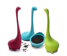 Trayosin 3 Stück Tee-Filter, Tee-Ei aus Silikon mit langem Griff und Sieb für lose Teeblätter, Kräuter usw, Food-Grade Silicone, Long Handle Neck (3 Farben)