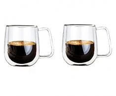Vicloon Cafissimo Espresso Latte Glastassen,Doppelwandig Kaffee- Tee-Glas,Macchiato Tassenset Glas (2 PCS)