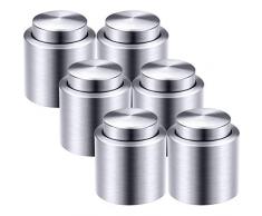 Boao 6 Stück Edelstahl Wein Stopper Wiederverwendbarer Wein Sparer Weinflaschen Verschluss Stopfen Vakuum Wein Versiegelung Konservierungsmittel zum Halten Frischen Wein