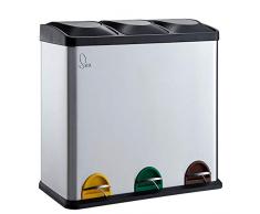 SVITA TC3X20 Treteimer Abfalleimer Mülleimer Mülltrennung Edelstahl (60L) Silber