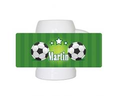 Fußball-Bierkrug mit Namen Martin und schönem Motiv mit Fußbällen und grünem Hintergrund für Männer - Fan-Bierkrug personalisiert - Deutschland-Krug - Bierhumpen