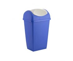 axentia Schwingdeckeleimer in den Farben Blau und Weiß, Abfalleimer aus Kunststoff für Küche & Bad, Mülleimer mit Schwingdeckel, Fassungsvermögen: ca. 15 Liter