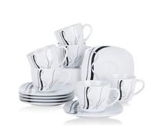 VEWEET Porzellan 6 Kaffeetassen mit 6 Untertassen Fiona 12-teilig Set | Füllmenge 220 ml | Ergänzung zum Tafelservice Fiona | Kaffeeservice Set für 6 Personen
