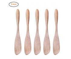 EisEyen 5 Stück Kuchen Messer Buttermesser Messerset Frühstückmesser Dessertmesser Holz Butter