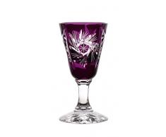 CRISTALICA Likörglas Likörkelch Schnapsglas Wodka geschliffen Violett Kristallglas 25 ml