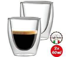 Caffé Italia Torino 2 x 60 ml Doppelwand-Thermo-Gläser - für Espresso Tee Heiß- und Kaltgetränke - spülmaschinengeeignet