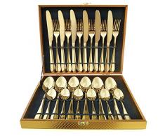 Magicpro Besteck Set, Gold Besteck Set, Edelstahl Set Service für 6 Personen, 24 Stück Esszimmer Besteck