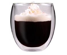 AKTION: 320ml doppelwandiges Thermoglas mit Schwebe-Effekt, Teeglas / Kaffeeglas für Cappuchino, Milchkaffee, Tee, Eistee, Schorle, Desserts oder als Eisbecher geeignet, 30R by Feelino