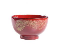 UPKOCH hölzerne Servierschale bruchfeste Reisschale Salat Obst Suppenteller für Chinesisches Neujahr festlichen Urlaub Hochzeitsbankett Geschenk (Phoenix)