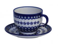 Bunzlauer Keramik Tasse mit Untertasse (Milchkaffeetasse) 0.5 Liter Dekor 166a