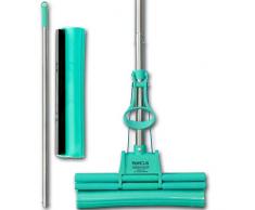 ABACUS Green MOP Set 30-01 (6061) 30 cm Mopp + Stiel + 30cm Ersatzschwammm - Doppelwringer saugstarker Wischmop PVA Bodenwischer Wringmop GreenMop Wischmopp Wringmopp 4-Rollen Doppelwringsystem