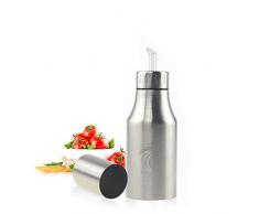 Öl Flasche Edelstahl Öl & Essig Spender Ölbehälter Auslaufsicher Ölflasche, Liquid Zutatenspender Flasche Staubdicht Silber Novata(500ML)