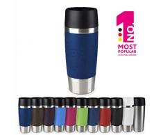 Emsa 513357 Travel Mug Thermo-/Isolierbecher, Fassungsvermögen: 360 ml, hält 4h heiß/ 8h kalt, 100% dicht, auslaufsicher, Easy Quick-Press-Verschluss, 360°-Trinköffnung, blau