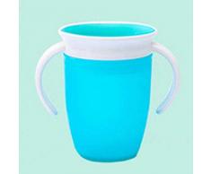 TUOLUO 360 Drehbarer Baby-Wasserbecher Magic Cup Baby-Lern-Trinkwasserbecher Auslaufsicherer Kinder-Wasserbecher WasserkocherLernbecher 240 ml/Blau