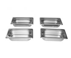 Gastro-Bedarf-Gutheil 4 x Gastronormbehälter GN Behälter 1/4 65 mm tief stapelbar Edelstahl incl. Steg geeignet für Chafing Dish, Bain Marie, Saladette