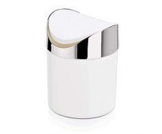 WAS 1531 002 Kunststoff Tischabfalleimer mit Schwingdeckel und Verchromtem Ring, 12.0cm Durchmesser, 15.5cm Höhe