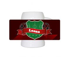 Fußball-Bierkrug mit Namen Leona und schönem Fußball-Wappen - Fan-Bierkrug personalisiert - Deutschland-Krug - Bierhumpen
