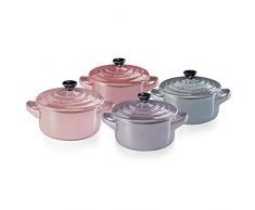 Le Creuset 69212108129131 Mini Cocotte,Steinzeug, Metallics , Rosé, Set 4-teilig
