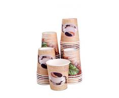 MGGI Trading 50 x 8oz Kaffeebecher Kraft 250ml Coffee-to-Go Papier Tassen Edles Design Pappbecher Papierbecher Für Cappuccino Latte Macchiato Milchkaffee Café Flüssigkeit bis zu 15 min halten