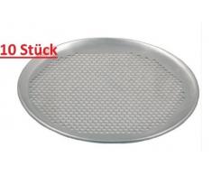 10 Stück Pizzablech Alu gelocht Backblech rund 28 cm Ø