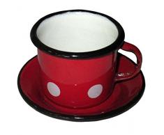 Best Sporting Mocca-Tasse mit Untertasse (2 teilig), 50 ml, rot mit weißen Punkten