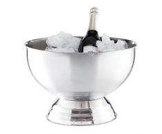 Relaxdays 10024734 Sektkühler Schale, XXL Eiswürfelbehälter für Wein, Champagner, Edelstahl, Getränkekühler D: 36,5 cm, Silber, stainless_steel